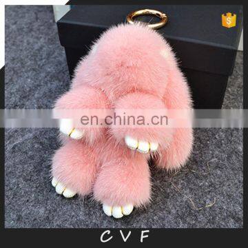 Pink real mink fur Copenhagen rabbit cute bunny fur pendant wholesale