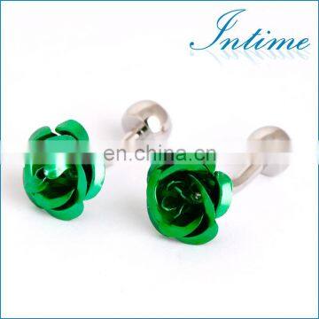 Elegant Green Flower Shirt Cufflinks