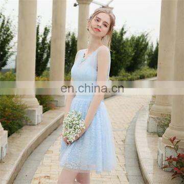 HS1614 Knee Length Short Lace Wedding Bridesmaid Dress Prom Party Dress photo-2