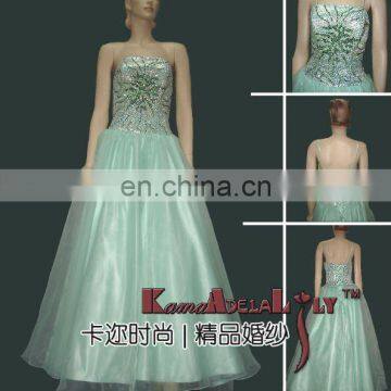 E0127 Fashionable organza with dense beading detachable strap sexy party dress