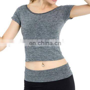 High Quality New Style Cotton Spandex Custom Fabric Womens Slim Fit Crop Top Tshirts photo-3