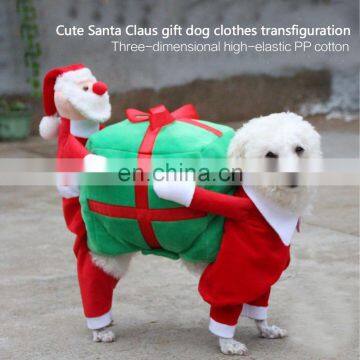 Pet Christmas Costumes Funny Santa Claus Dog Clothes Dog Carrying Gifts Clothes Warm Winter Dog Clothes