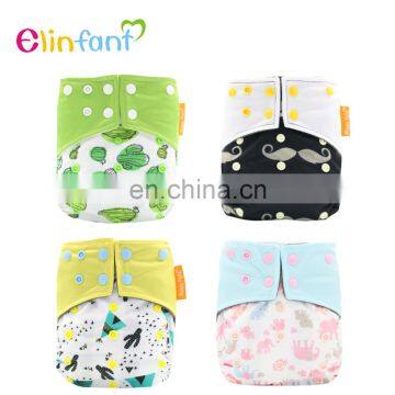 Elinfant new prints cloth diaper snap double gussets plain fabric baby cloth diaper