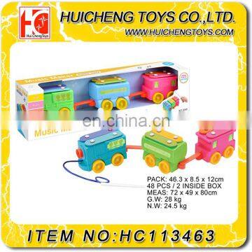 Funny safety plastic lovely train pushing musical instruments wholesale toys EN71,7P