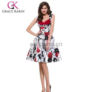 Grace Karin Ladies Newest Design Cotton Vintage Retro Pinup Dress 50s CL008901-7#