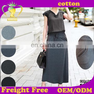 Hot sale plain maxi summer woman cotton long skirt