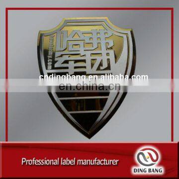 Professional OEM High Techincs Printed And Stamped Logo Brand Promotion Cheap Shield Shape Custom Metal Label