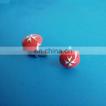 Promotional round shape 3D red enameled logo metal cufflinks