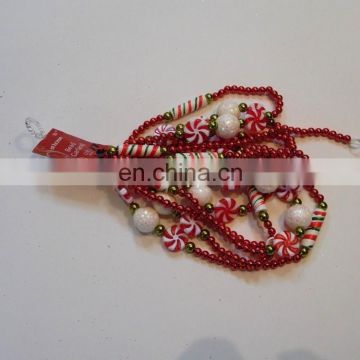 RED WHITE & GREEN CANDY BEAD GARLAND CHRISTMAS DECORATION