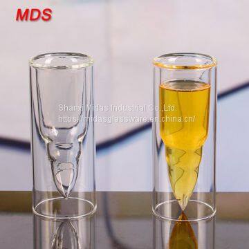 Transparent Glassware High Borosilicate Double Wall Bullet Shot Glass photo-4