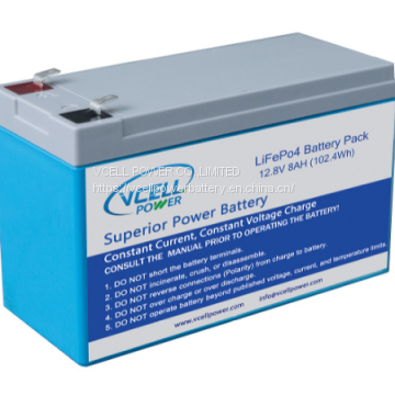 LiFePo4 12.8V 8Ah  Battery Pack With BMS And ABS Case For Replacement Of Lead Acid Battery