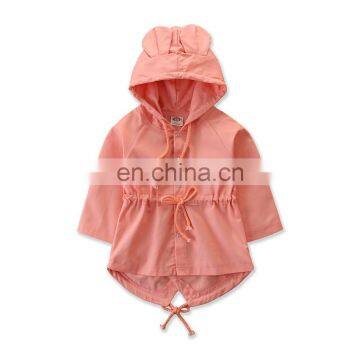 Baby Girl Coat Toddler Kids Girl windcheater Long sleeve hooded Pink Green cute rabbit clothes jacket