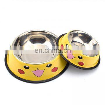 New arrival fashion cartoon stainless bowl pet cat and dog feeding bowl