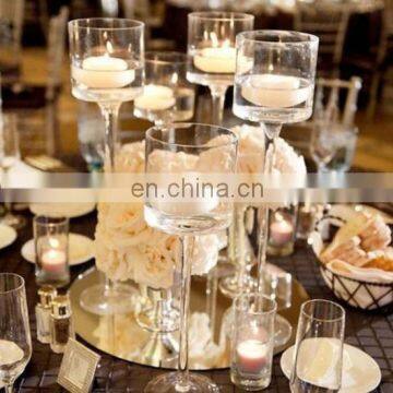 10'' 12'' round glass mirror centerpieces for wedding decoration