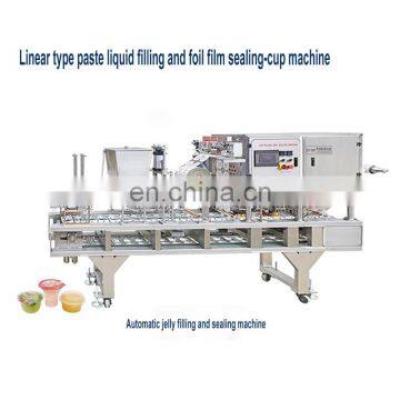 Automatic jelly filling and sealing machine and foil sealing-cup machine