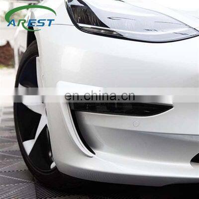 Pearl White Front Fog Lamp Eyebrow Wind Knife decoration frame for Tesla Model 3 Protection cover strip modification