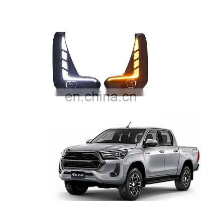 2021 High-brightness  W/ Amber Turn Signal Led Daytime Running Light Fog Lamp for Toyota Hilux Revo Rocco 2020 2021