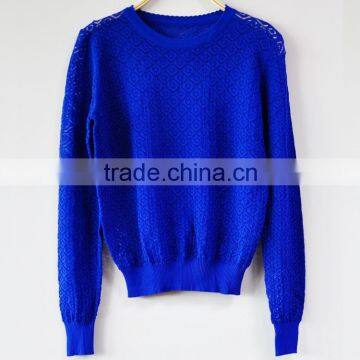 Blue Sexy Pullover Knitted Sweater Girls Summer Sweater