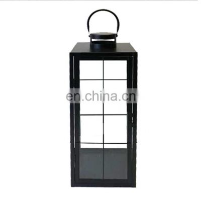 Factory Wholesale Metal Lantern Glass Hanging Lantern Outdoor  Wrought Iron Candle Holder