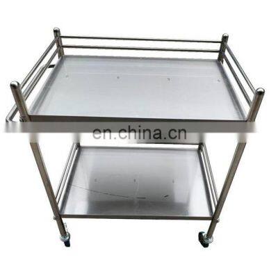 factory price 2-tier stainless steel instrument trolley clinic surgical trolley for hospital use