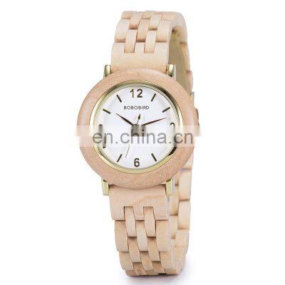 Fashion Ladies Timepieces Maple Wood Watch for Women Handmade Wooden Band Customize Logo Birthday Gift