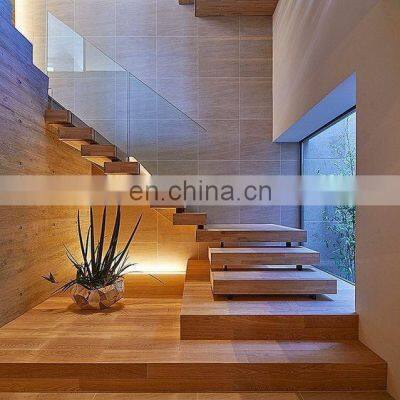 Modern Indoor Stairs America oak Wooden Straight L-shaped Staircase