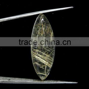 Natural Rutile Marquise Cabochon Gemstone / Smooth Cabochon Stone / Rutile Quartz