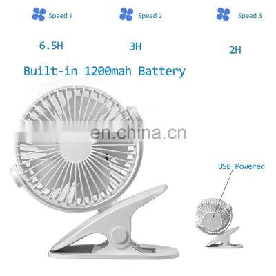 Hot Sale Mini Portable Rechargeable 360 Degree Adjustable Desktop Clip Fan With 1200mAh photo-2