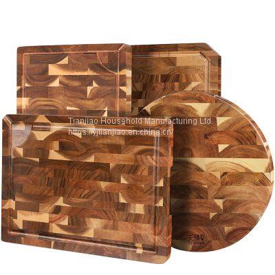 Acacia Wood Cutting Board Cheese Butcher Block Rectangle Round End Grain Chopping Board