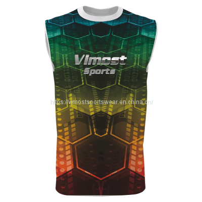 2022 round neck sublimated sleeveless t-shirts with fashionable design