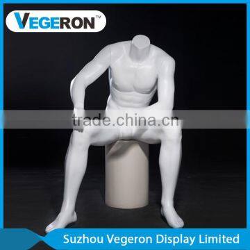 headless sitting fiberglass male mannequin