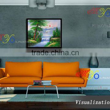 Artwork Impressionist Oil Painting on Canvas Blue River Handmade Home Decor photo-4