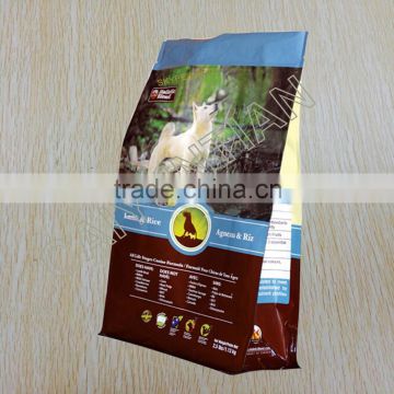 aluminum stan up pet food bag, square bottom plastic pet food packaging bag, flat bottom food package bag