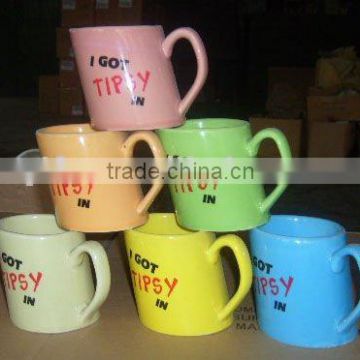 slanting color glaze decal ceramic mug cup