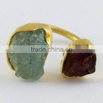 Amazing Rough Aquamarine Garnet Ring, Handmade Silver Jewellery, Online SIlver Jewellery photo-3