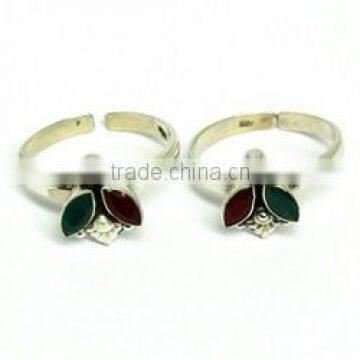 Silver Prince !! Multi Stone 925 Sterling Silver Toe Rings, Indian Fashion Silver Jewelry, Gemstone Toe Rings photo-2