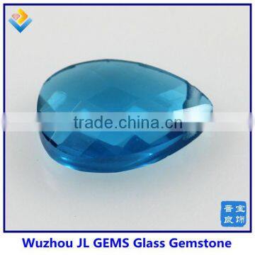 Synthetic Double Facet Cut Crystal Sky Blue Glass Pear Shape Gemstone Decoration