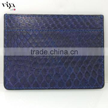 Navy Blue Genuine Python Leather Card Holder Snake Ray Leather Cord Credit Card Bank Card Holder