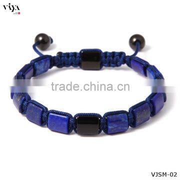 2016 Personalized jewellery 18k gold plated lapis stone bracelet gemstonel square natural stone beads bracelet