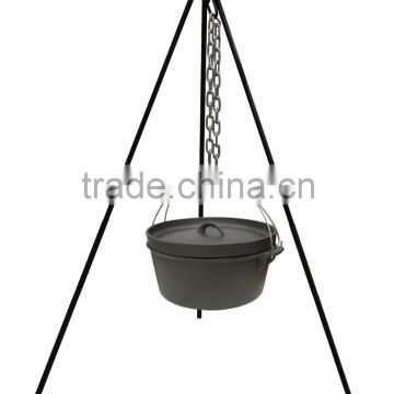 Pre-seasoned BBQ camping outdoor cast iron cookware dutch oven/pot with tripod