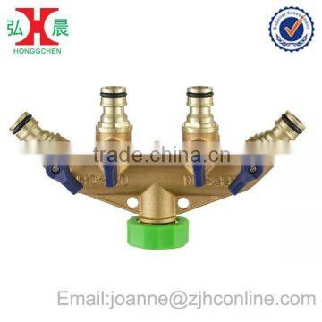 Brass Garden Water Hose 4-way Shutoff With Quick Connector