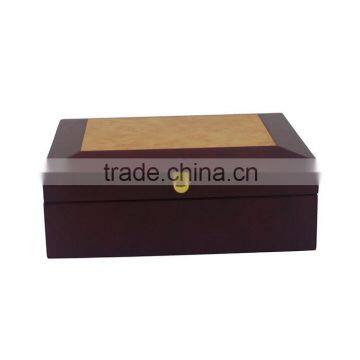 Small wooden gift packaging box with lock