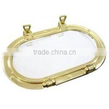 Elliptical Brass Porthole Mirror