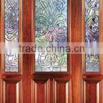 Glass Side Panel Wooden Safety Doors Design Exterior DJ-S9111MST-8