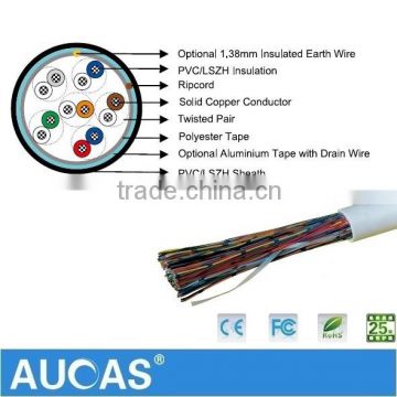 2016 Aucas Manufacture High Quality Indoor Cat5 Multipair Telephone Cables RJ11 0.50mm Copper Conductor Cables