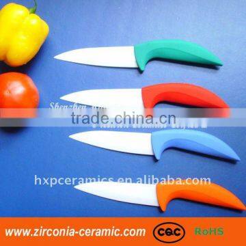 Red pink blue green yellow color curved handle ceramic knife