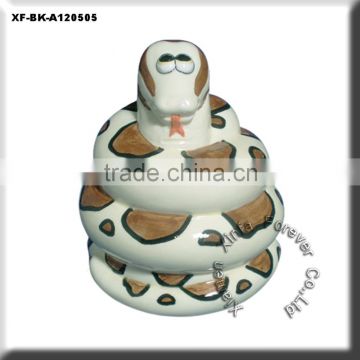 cute unpainted hobby pottery snake money box