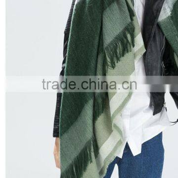 Green Tassel Fringe ,Oversize Tartan Pashmina Scarf. Striped Tartan Scarf,Tartan Pashmina Scarf,