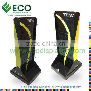 Retail Cardboard Floor Display Stands With Hooks For Socks Sports Mobile Accessory Electronics