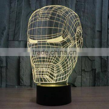 IRON MAN Shape Skull 3d Illusion Lamps Acrylic Indoor USB + Battery Operated Decorative Led Night Light photo-2
